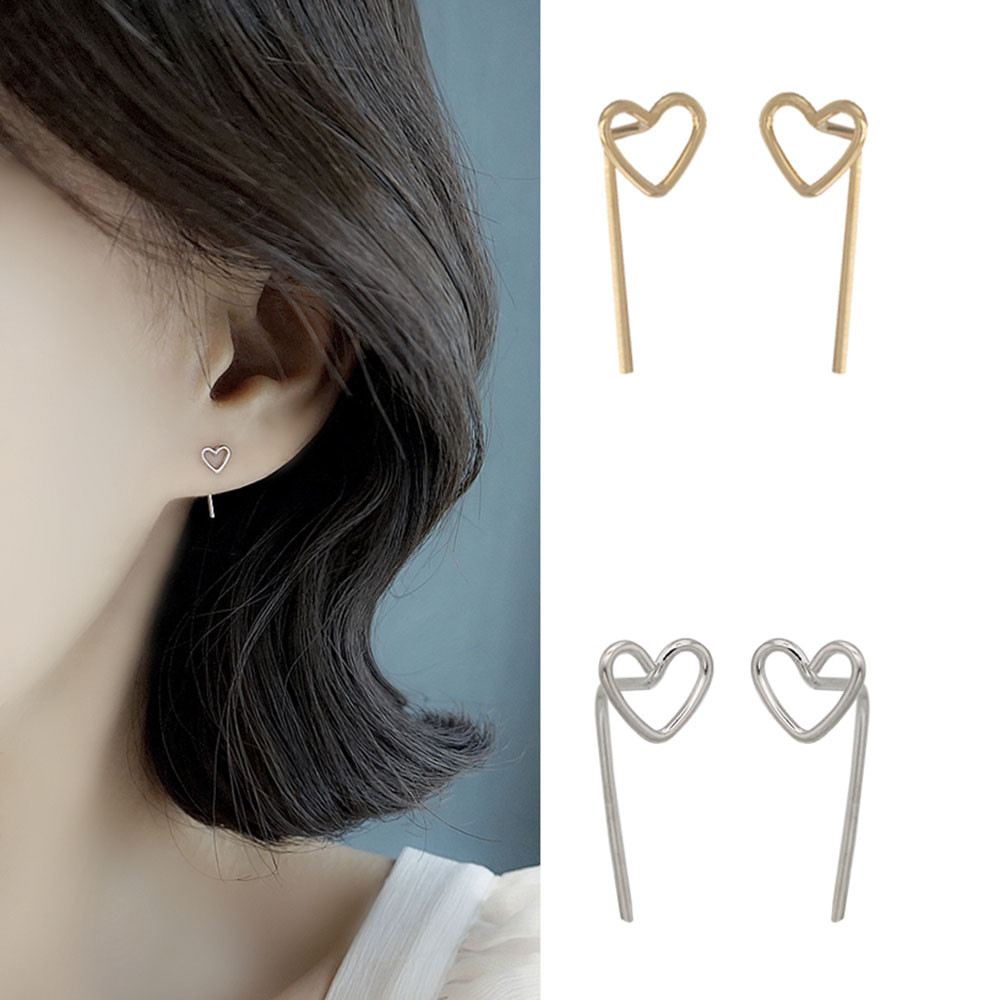 Đôi Bông Tai Mạ Bạc Hình Trái Tim Xinh Xắn Cho Nữ