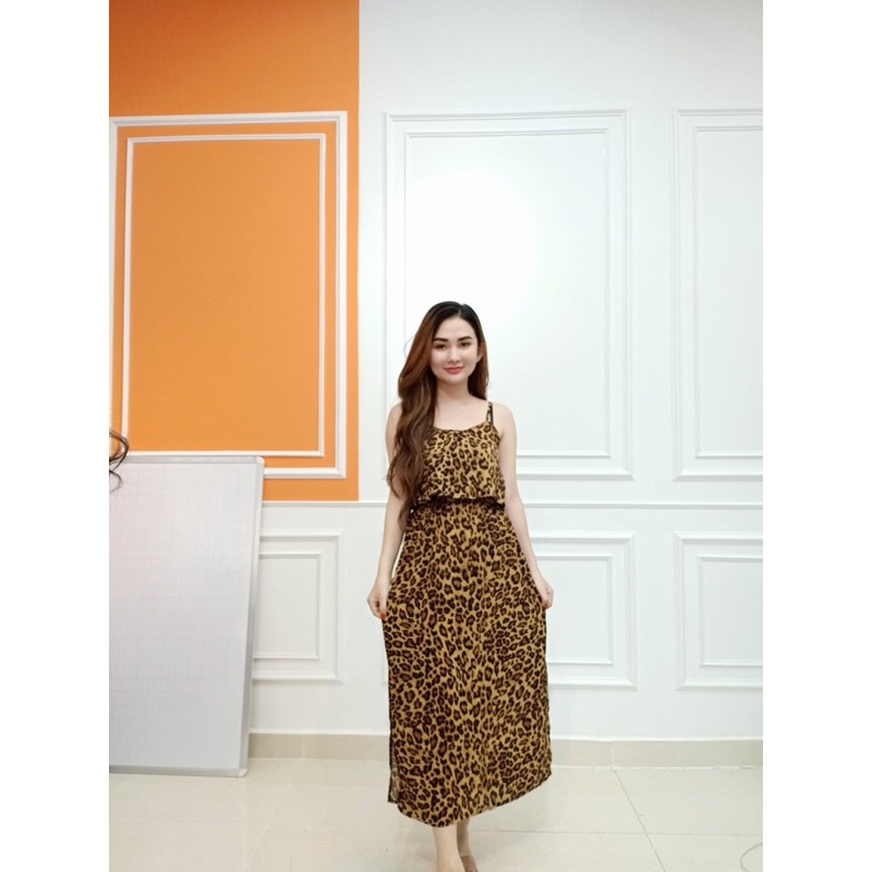 [chọn màu]Đầm maxi lanh lụa 2 dây bèo dài (48-65ky)