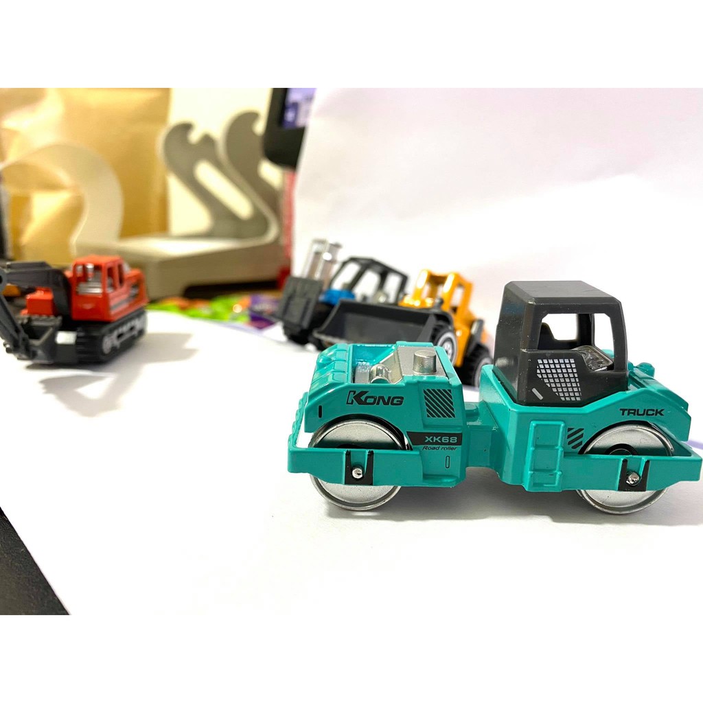 Đồ chơi mô hình xe lu mini kim loại an toàn cho bé, cỏ thể trang trí - màu xanh