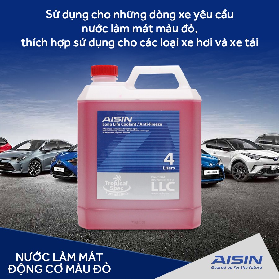 Nước Làm Mát Động Cơ Màu Đỏ AISIN LCPM20A4LR 4L Nhập Khẩu Chính Hãng