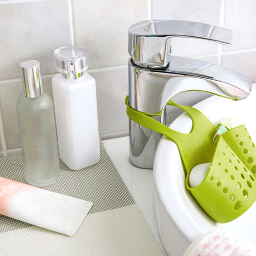 Giỏ đựng miếng rửa chén gắn bồn rửa có nút cài tiện lợi