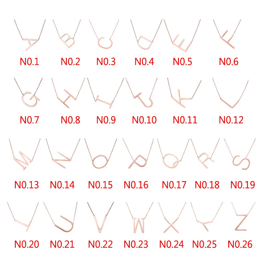 Dây chuyền inox màu vàng hồng phối mặt dây kim loại khắc chữ đơn giản