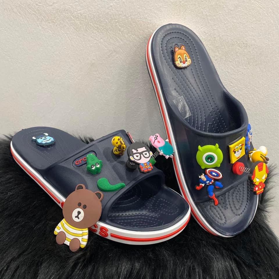 Dép lê baya quai ngang, dép lê crocs nhiều màu siêu tiện lợi, đi mưa thoải mái, tặng kèm 12 sticker