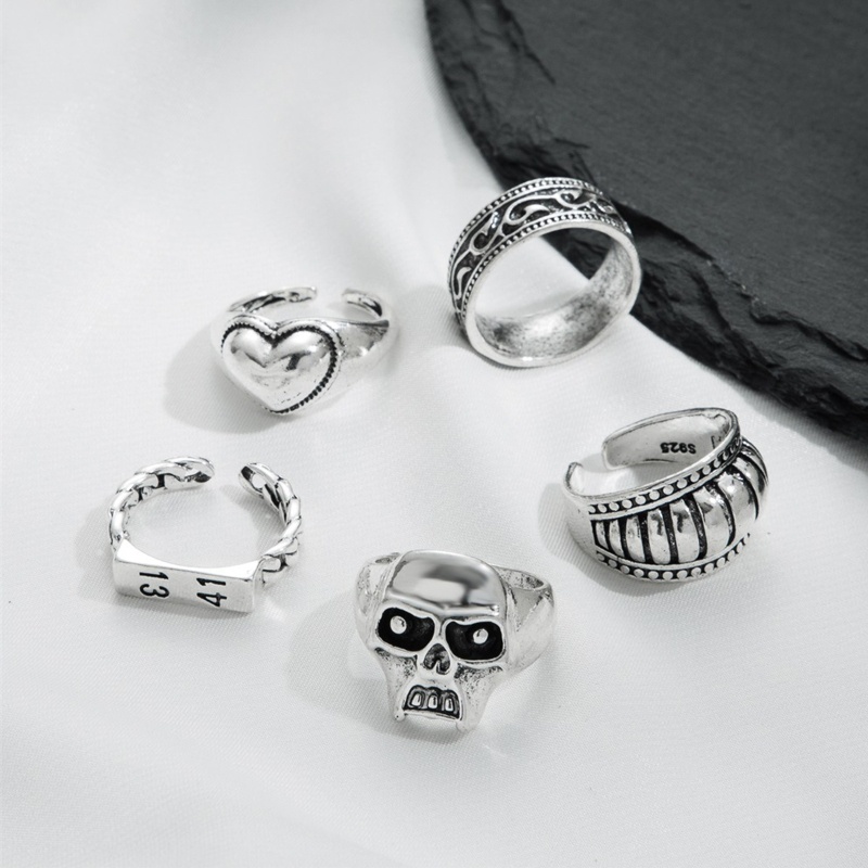 Set 5 Nhẫn Đeo Khớp Ngón Tay Thiết Kế Hình Học Đơn Giản Thời Trang