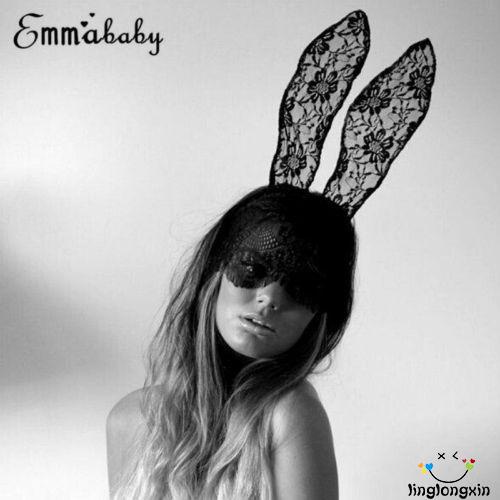 ✮Za❥Băng Đô Tai Thỏ Dài Phối Ren Hóa Trang Quyến Rũ Cho Nữ