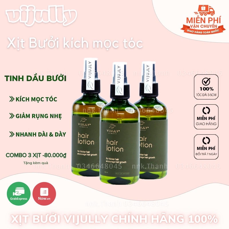 COMBO 3 CHAI XỊT KÍCH MỌC TÓC VIJULY  Giúp Ngăn Ngừa Rụng Tóc, Kích Mọc Tóc, Dưỡng Tóc Bóng Mượt  [ CHÍNH HÃNG 100%]