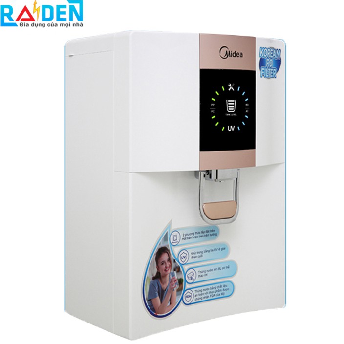 Máy lọc nước RO Midea JN1648T-RO tia UV diệt khuẩn, có thể để bàn hoặc treo tường