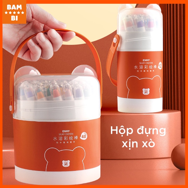 Bút màu sáp xoay/vặn kiêm màu nước Bambi cho bé - Hàng chất lượng 12/24/36/48 màu - 1 hộp
