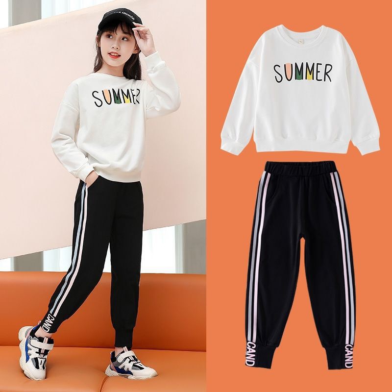 Bộ quần áo nỉ thu đông &quot;SUMMER&quot; 14-45kg cho bé gái 4-14 tuổi. Xinh xắn, đáng yêu.