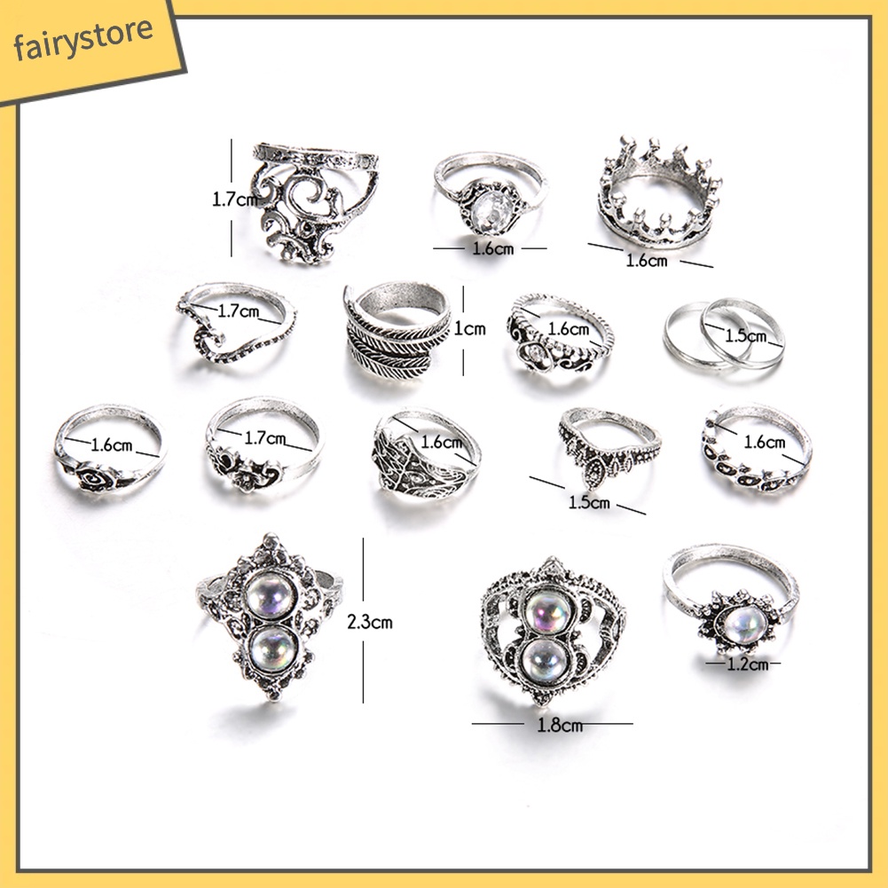 Set 16 NhẫN NhiềU KiểU DáNg Phong CáCh Boho