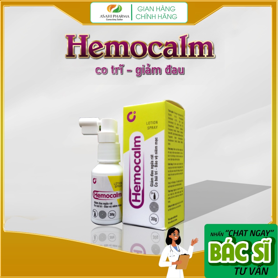 xịt co trĩ Hemocalm chính hãng - Giảm đau, co búi trĩ, sát trùng và làm dịu hậu môn hiệu quả (30g) [Che tên]