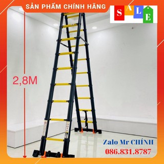 [ GIÁ SẬP SÀN ] Thang nhôm rút đôi chữ A (2.8M+2.8M) - Sơn tĩnh điện. Tải trọng 300kg [ SẴN HÀNG ] HÓT