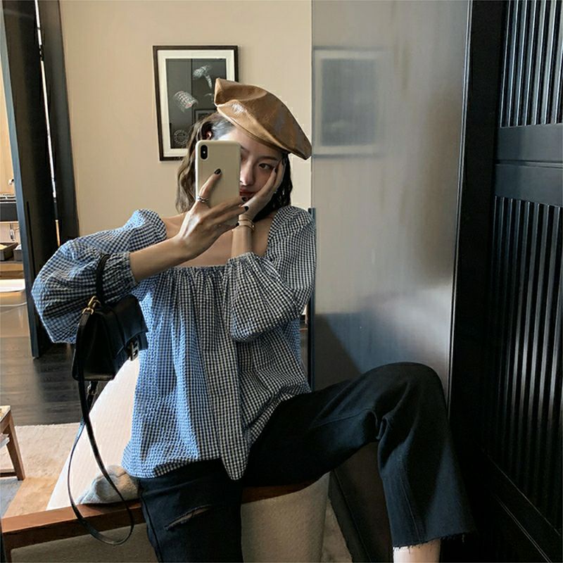 ÁO TRỄ VAI SỌC CARO XANH TEEN - XJXJ