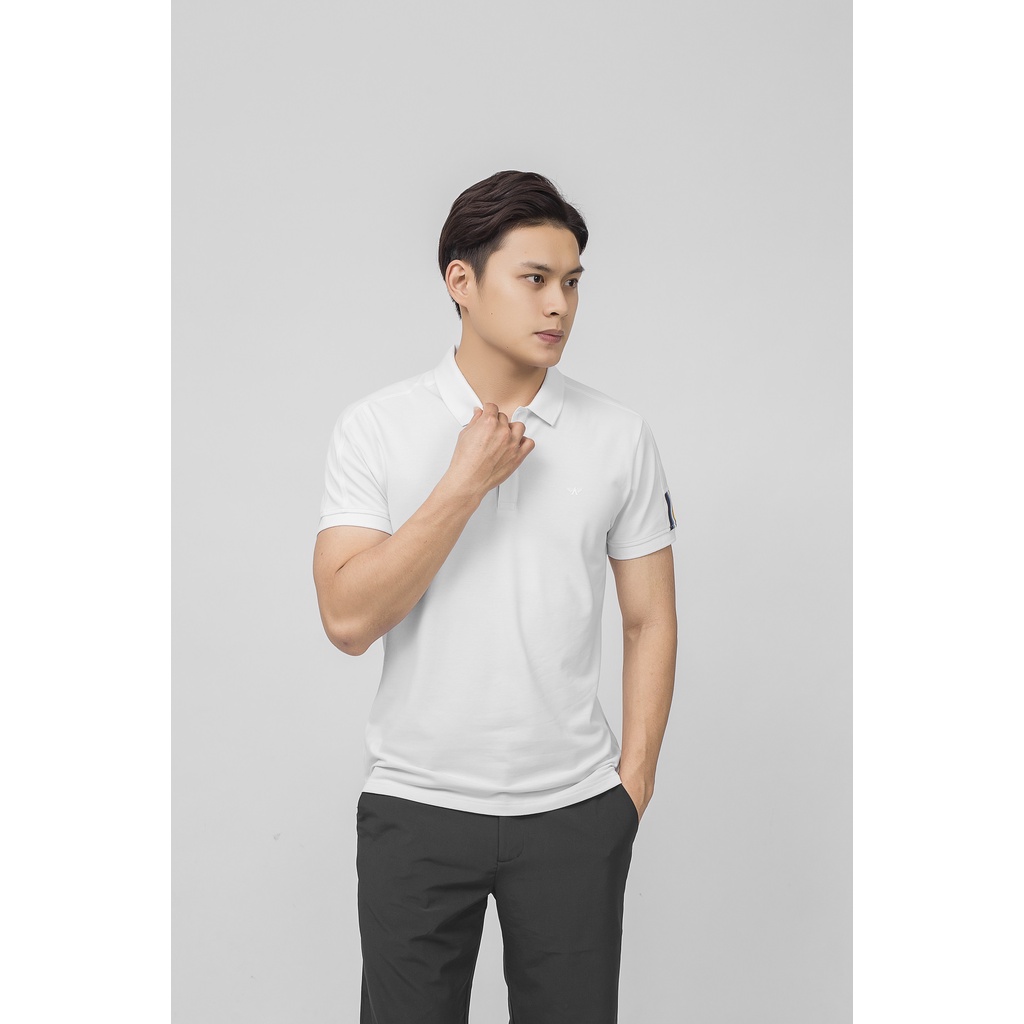 Áo thun polo nam Aristino APS001S9 phông ngắn tay có cổ bẻ dáng slim fit ôm nhẹ màu trắng trơn vải CVC cao cấp mềm mát