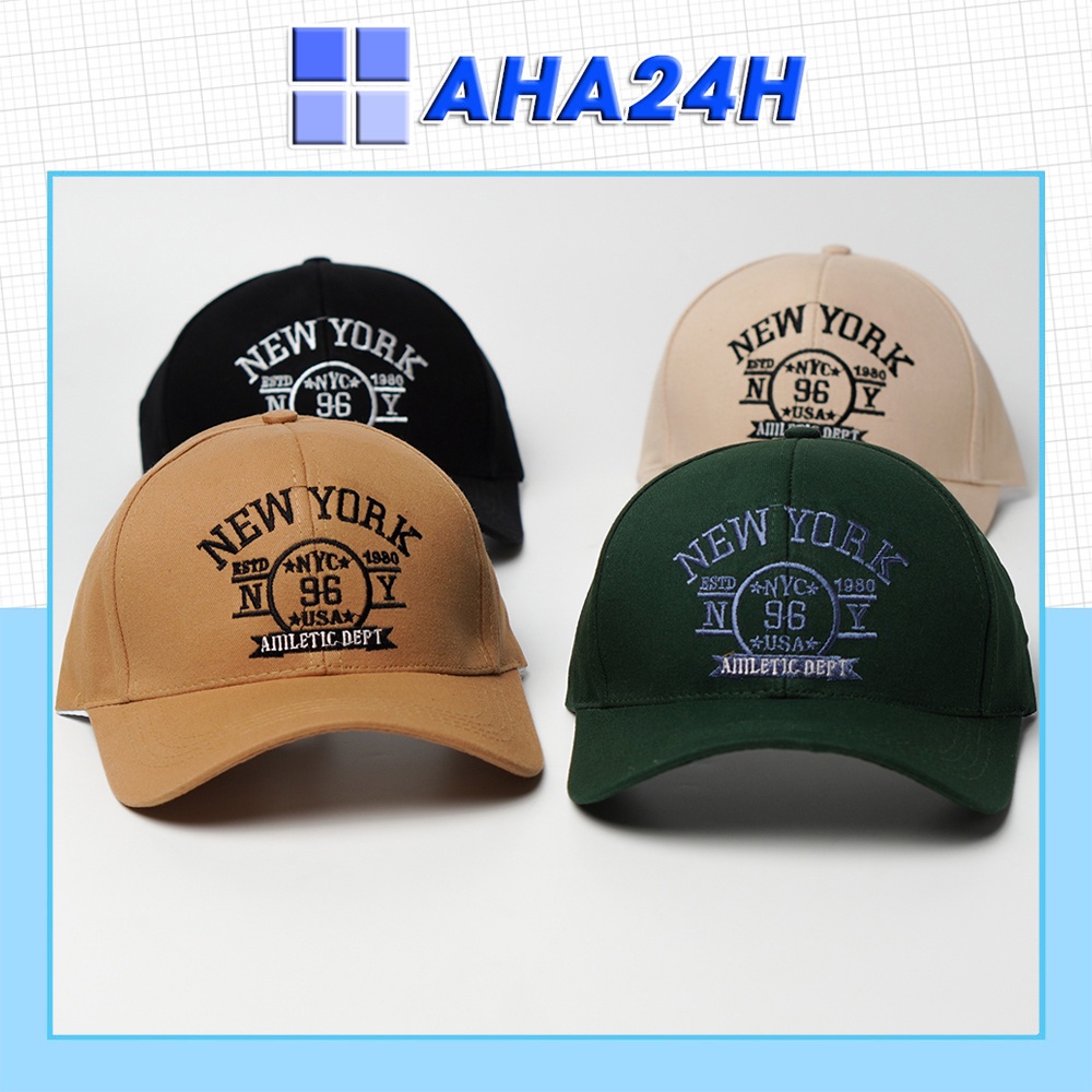 Mũ lưỡi trai kaki thêu chữ NEWYORK NYC96USA phong cách nón kết nan nữ AH1676