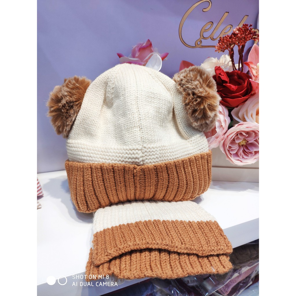 Combo Mũ len kèm khăn quàng siêu ấm cho bé