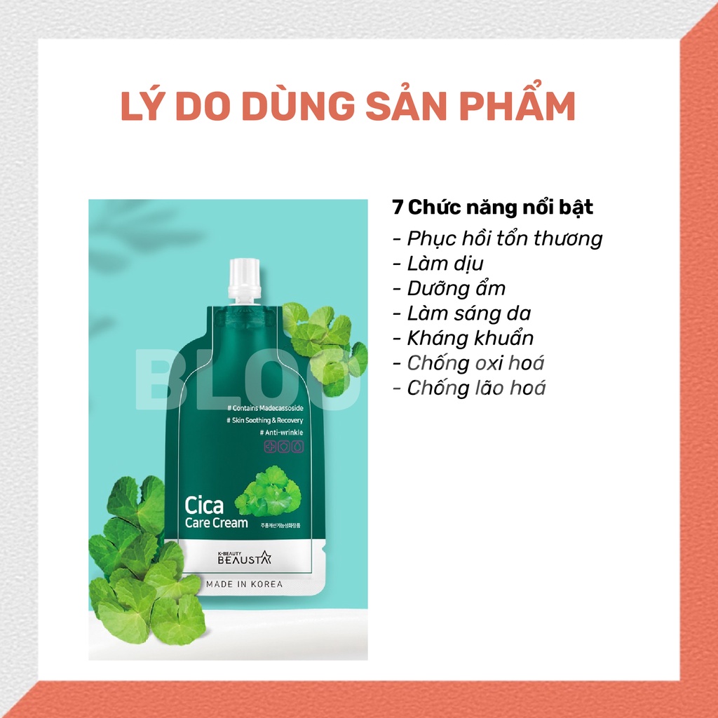 Kem Dưỡng Da Mịn Màng BEAUSTA Cica Care Cream Chiết Xuất Từ Rau Má Dưỡng Ẩm Không Gây Dị Ứng 15ml