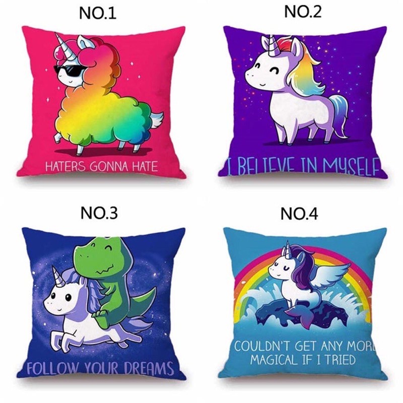 Gối vuông / gối sofa / gối tựa lưng phong cách unicorn (kèm ruột)