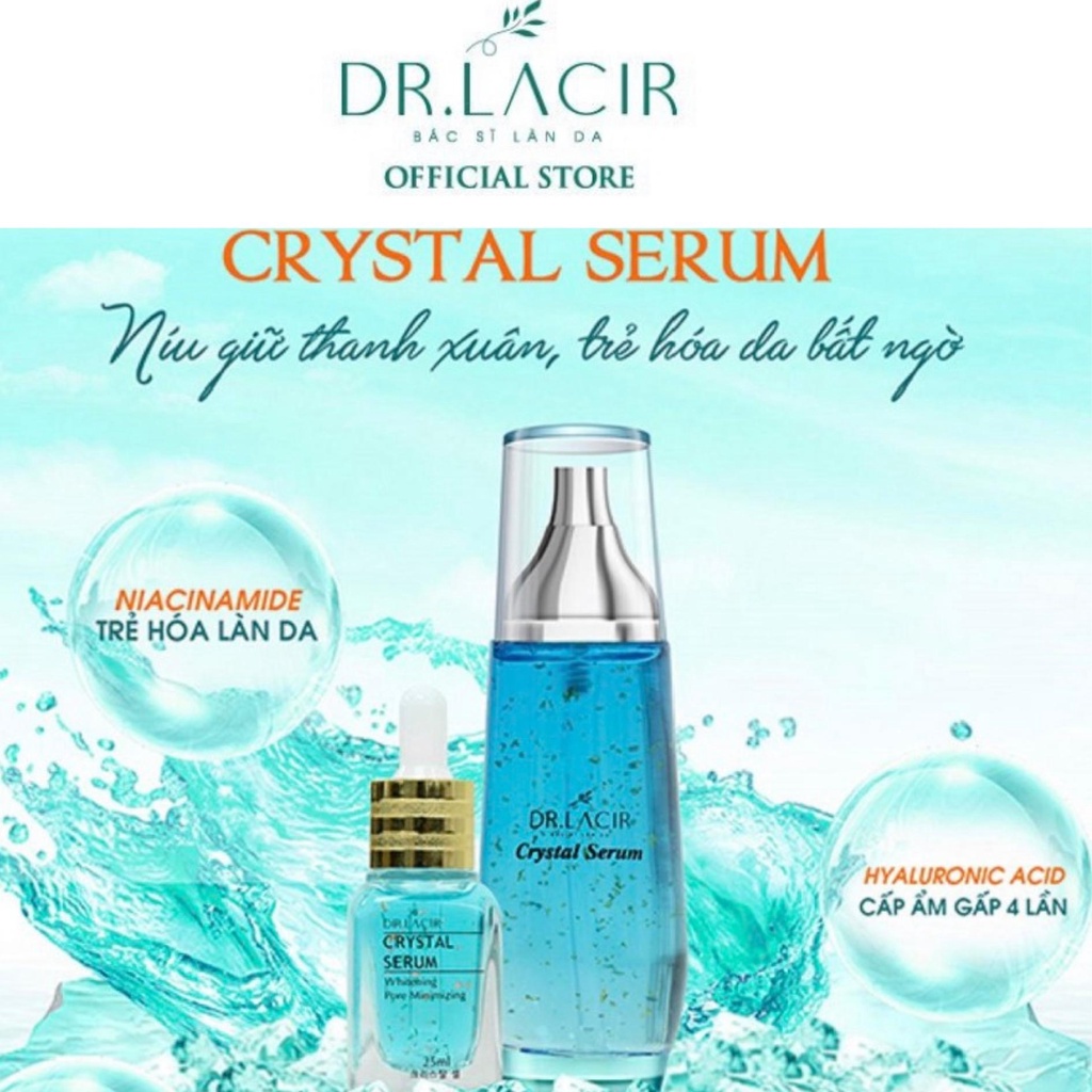 Serum dưỡng da mặt Dr Lacir Serum tinh thể vàng ngăn lão hóa mờ nếp nhăn, mờ thâm nám, dưỡng ẩm, 2 size 25ml và 50ml