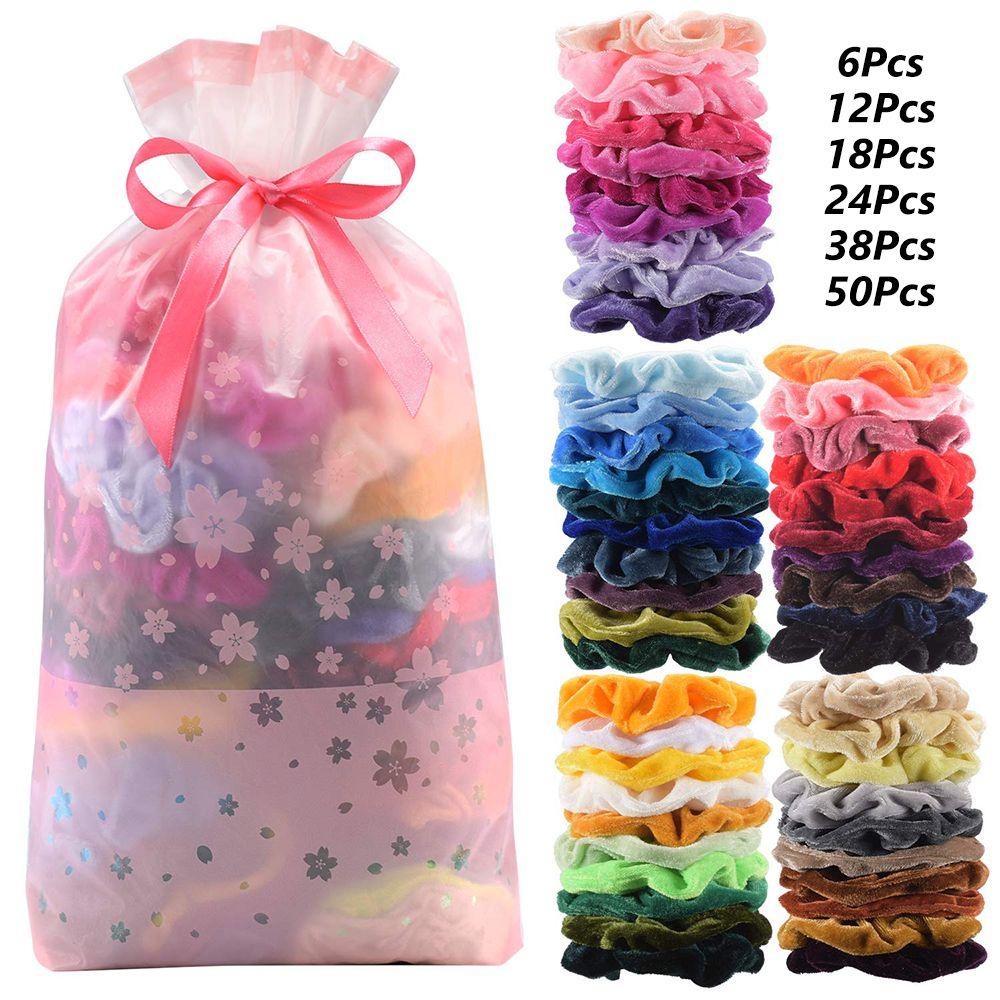 Set 6 / 12 / 18 / 24 / 38 / 50 Dây Buộc Tóc Cao Su Nhung / Bồng Bềnh Xinh Xắn Cho Nữ