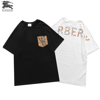 Áo Thun Cổ Tròn Tay Ngắn Có Túi Sọc Caro Burberry Thời Trang