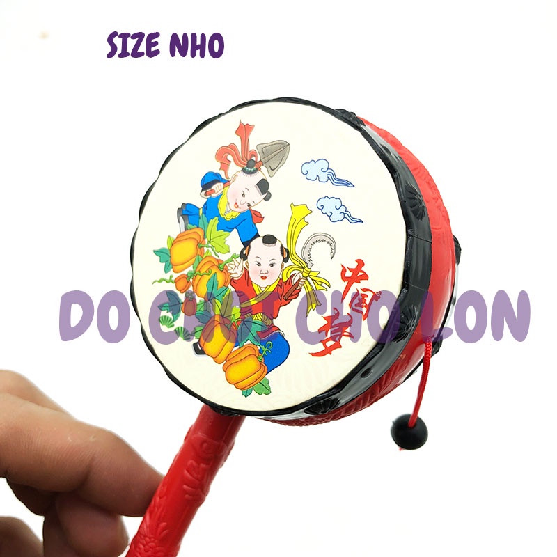Đồ chơi trống lắc cầm tay họa tiết dân gian bằng nhựa 9922A