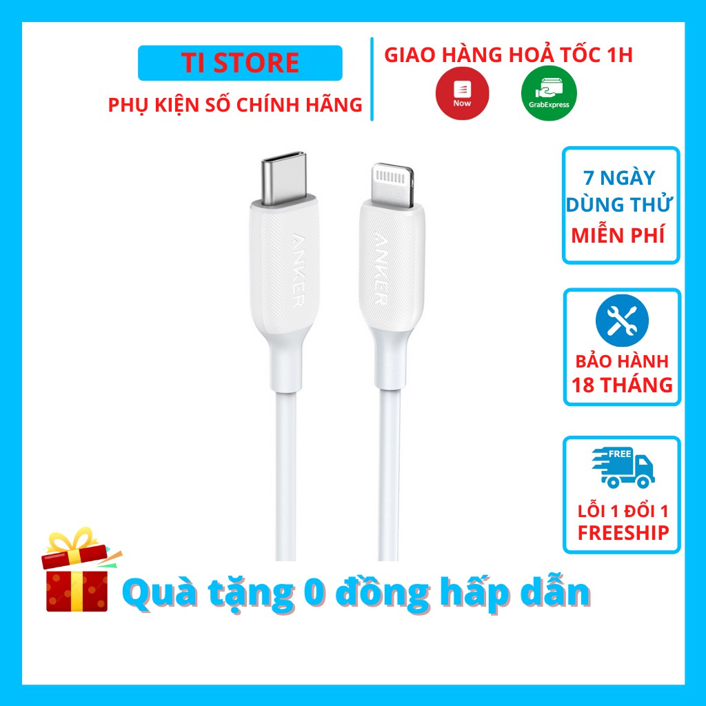 Dây cáp sạc nhanh ANKER a8832 PowerLine III Usb-C to Lighting thế hệ 3 sạc nhanh ipad iphone 8 X XS 11 12 pro max