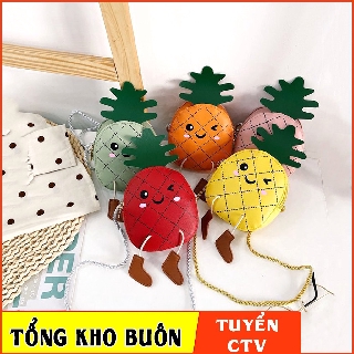 [Ở ĐÂU RẺ HƠN] Túi đeo chéo hình quả dứa cho bé gái da pu siêu đẹp màu hồng xanh vàng đỏ E92