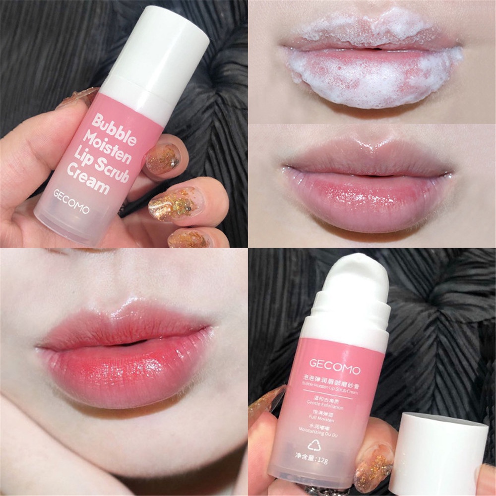 【sweet】1Pcs 12ml woman Pink tube Exfoliating Bubble Lip Scrub Cream Moisten Lip Exfoliator