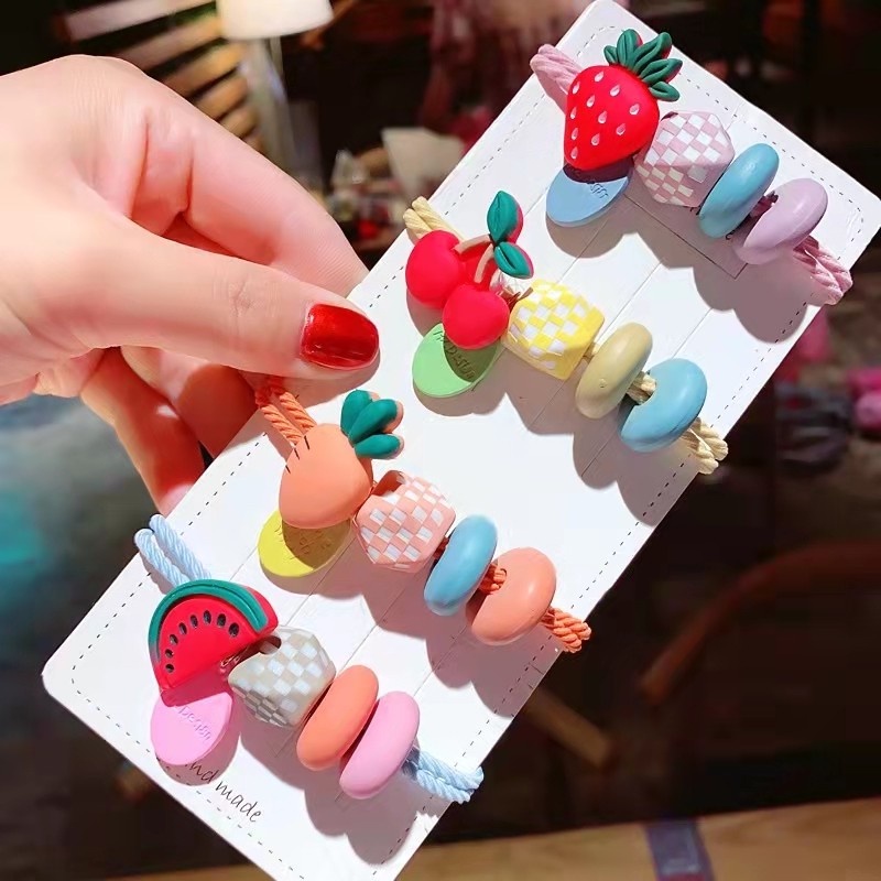 Dây Buộc Tóc Da Cao Su Co Giãn Hình Trái Cây Đơn Giản Cho Nữ