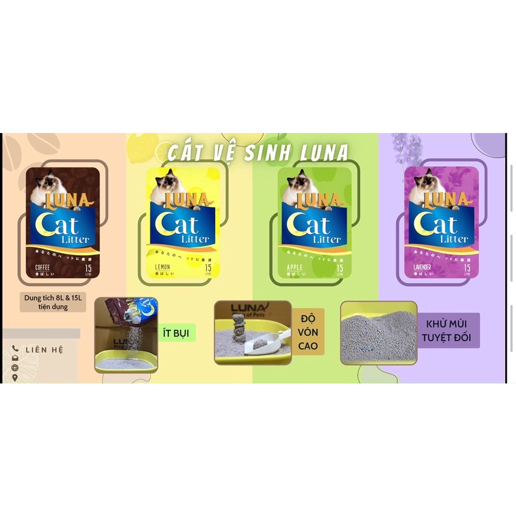 Cát vệ sinh cho mèo - Cat Nhật LuNa 8L vón cục, hút ẩm, khử mùi