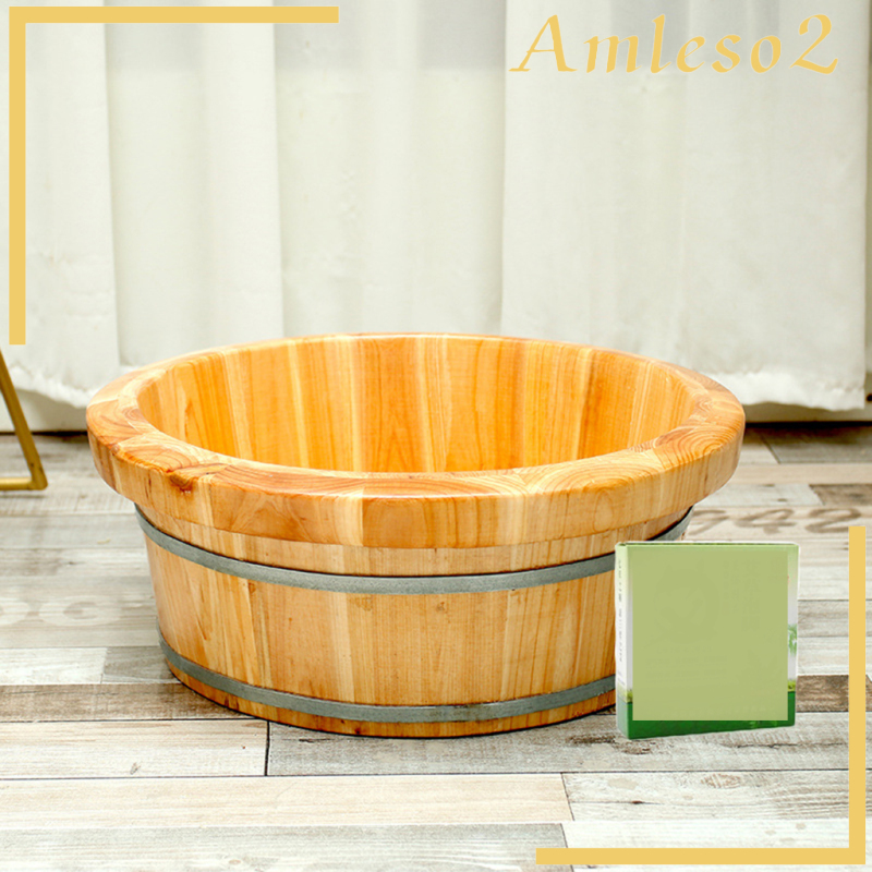 [AMLESO2]Cedar Wood Foot Basin Tub Bucket For Adult Foot Bath Massage Spa Sauna Soak