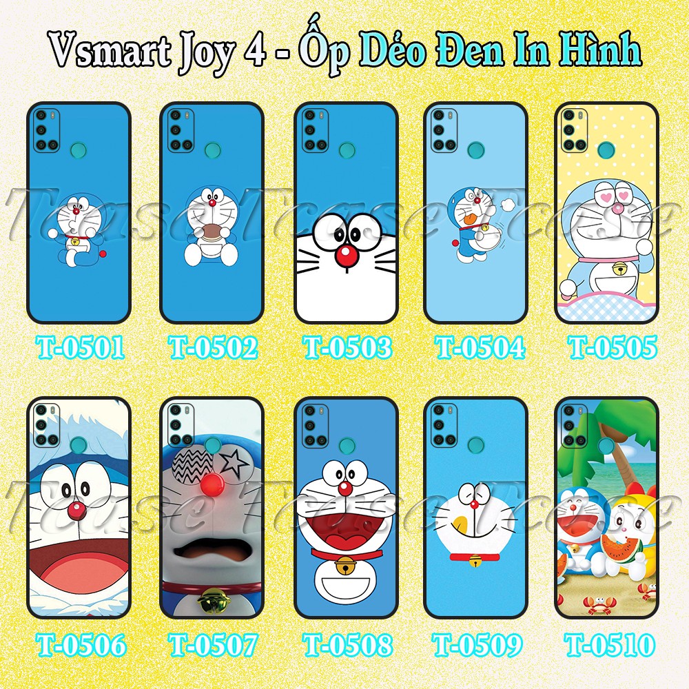 Ốp lưng Vsmart Joy 4 - Ốp dẻo đen in hình Hoạt hình Chú mèo Doraemon