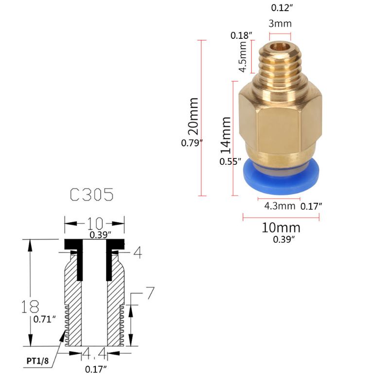 Set 10 Phụ Kiện Máy Đùn Bowden PC4-M6 M10
