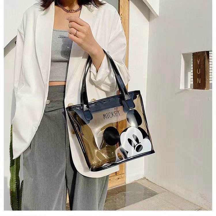 Túi Xách Đeo Vai Trong Suốt In Hoạt Hình Mickey Thời Trang Hàn Quốc 2022 Cho Nữ