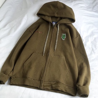 Áo khoác nỉ xanh rêu thêu hình ulzzang - ẢNH THẬT