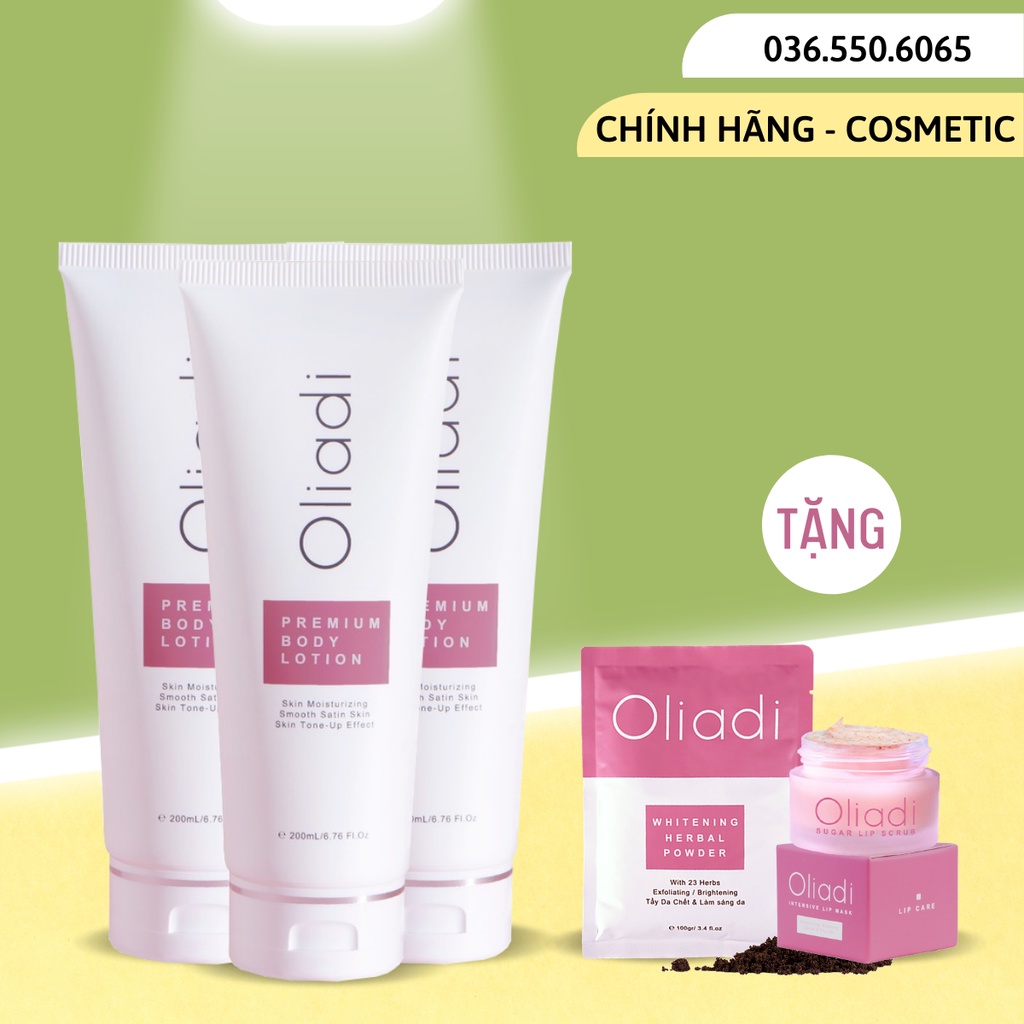 [MUA 3 TẶNG 2] COMBO 3 Kem Body Oliadi Dưỡng Trắng Toàn Thân 200ml Chính Hãng - Tặng Ủ Môi Tẩy Tế Bào Chết Môi Tắm Trắng