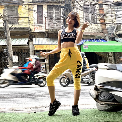 Bộ đồ tập Zumba gồm quần lửng zumba và áo bra zumba chất cotton cao cấp