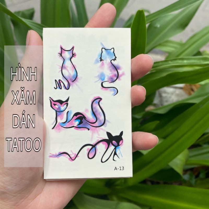 Hình xăm mèo ma thuật a13. Xăm dán tatoo mini tạm thời, size &lt;10x6cm