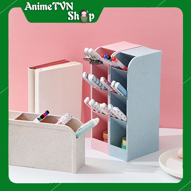 Kệ đựng bút viết Anime Manga đa năng bằng nhựa mini 4 tầng để bàn 2 Loại lớn nhỏ (Nhiều màu sắc)