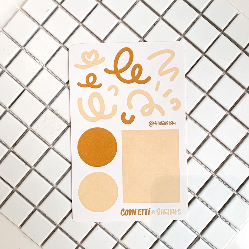 Set 7 Tấm Sticker Confetti - Khung Tròn / Vuông