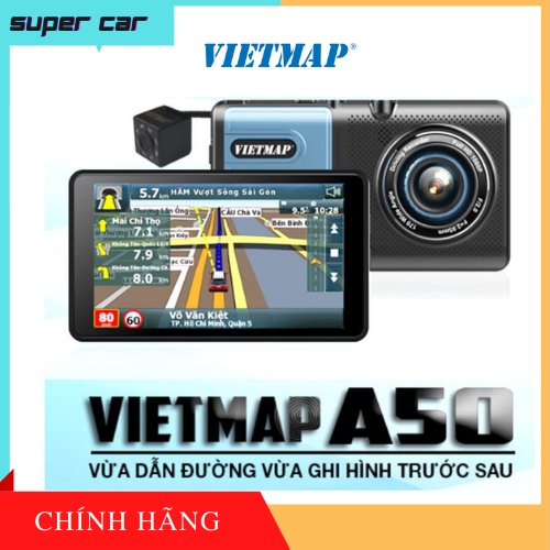 CAMERA HÀNH TRÌNH VIETMAP A50 VỪA DẪN ĐƯỜNG VỪA GHI HÌNH TRƯỚC SAU KÈM THẺ NHỚ 32GB
