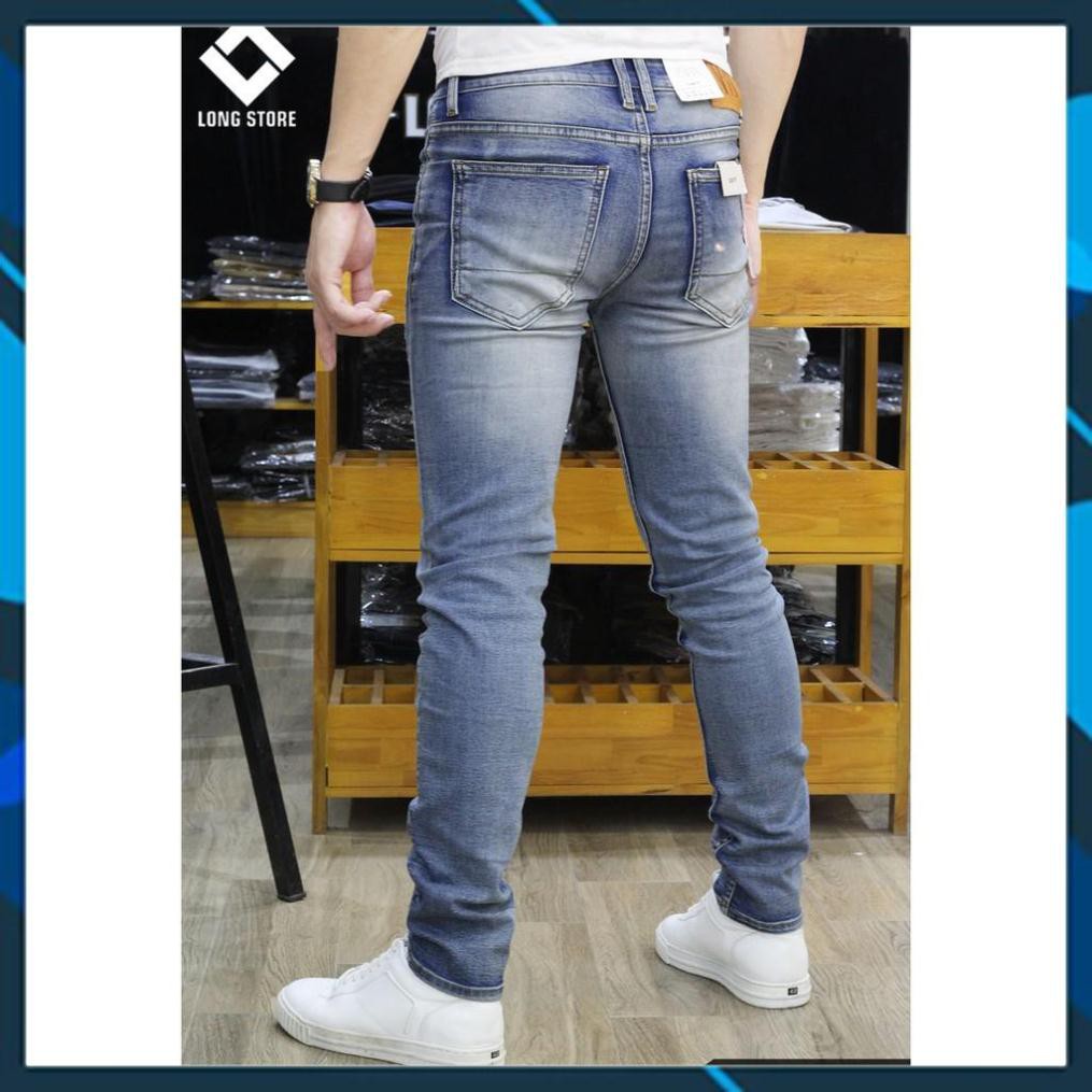 SALE - Quần jean nam xước màu xanh bạc bụi 🟢 Quần bò nam dáng ôm SLIMFIT skinny co giãn cao cấp - Xuoc02