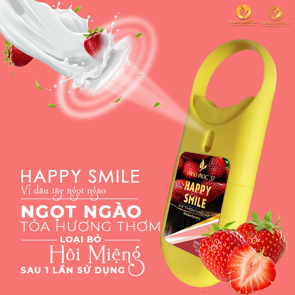 Xịt thơm miệng Thảo Mộc 37 Happy Smile vị bạc hà và dâu tây