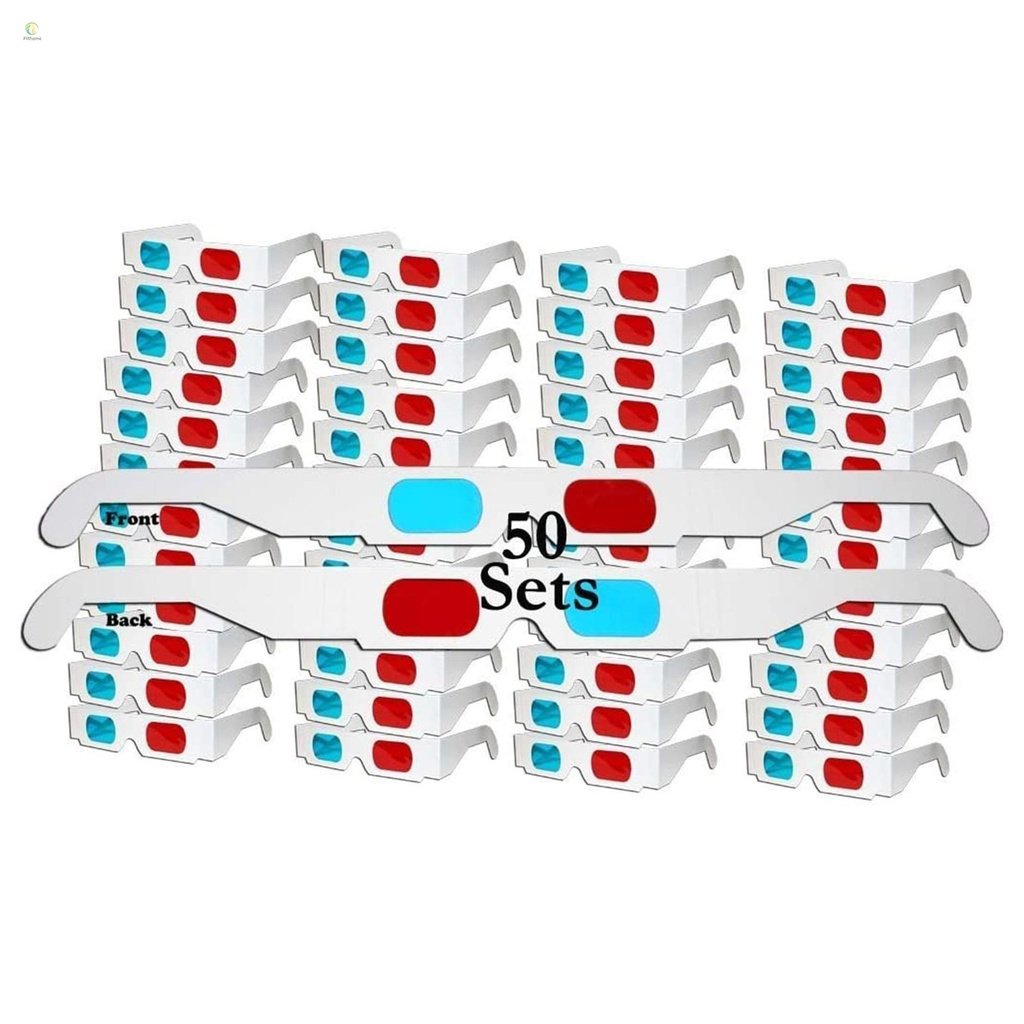 20Pcs 3D Cardboard Glasses Red & Cyan Anaglyph White Card Glasses for 3D Viewing