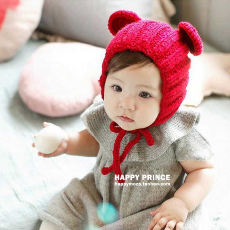 Mũ len hoạt hình trùm tai giữ ấm mùa đông phong cách Hàn Quốc cho bé