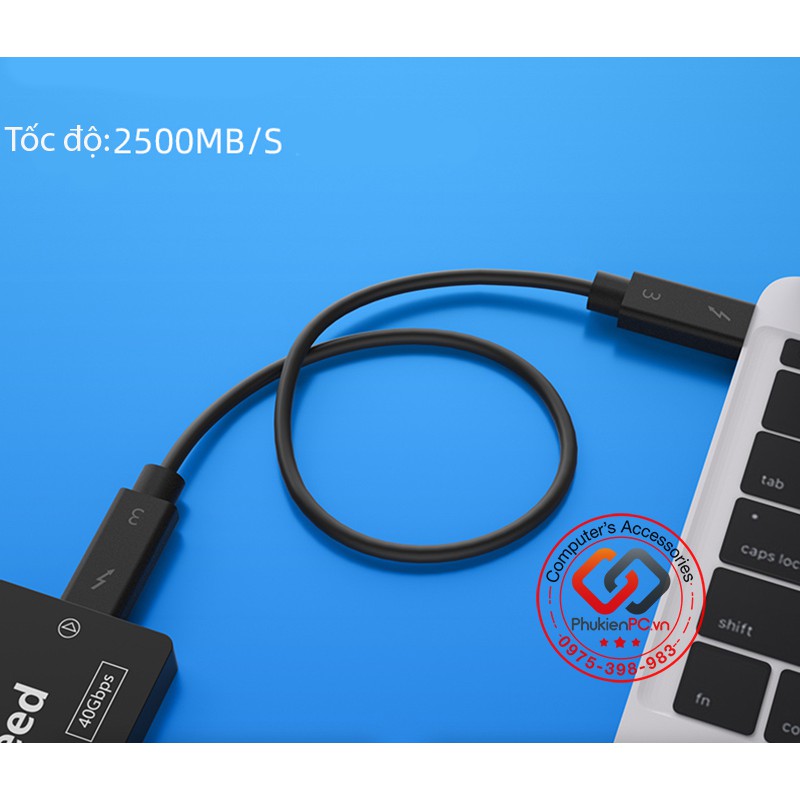 Dây cáp Thunderbolt 3 ngắn 30cm (0.3m) tốc độ 40GB Video Audio 4K, sạc 100W cho Macbook iMac, Mac studio souldcard eGPU