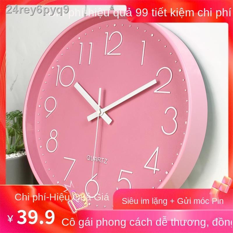 ▬ ﺴ Đồng hồ treo tường hình trái tim cô gái phong cách bắc âu, công chúa dễ thương màu hồng trang trí phòng ngủ đẹp
