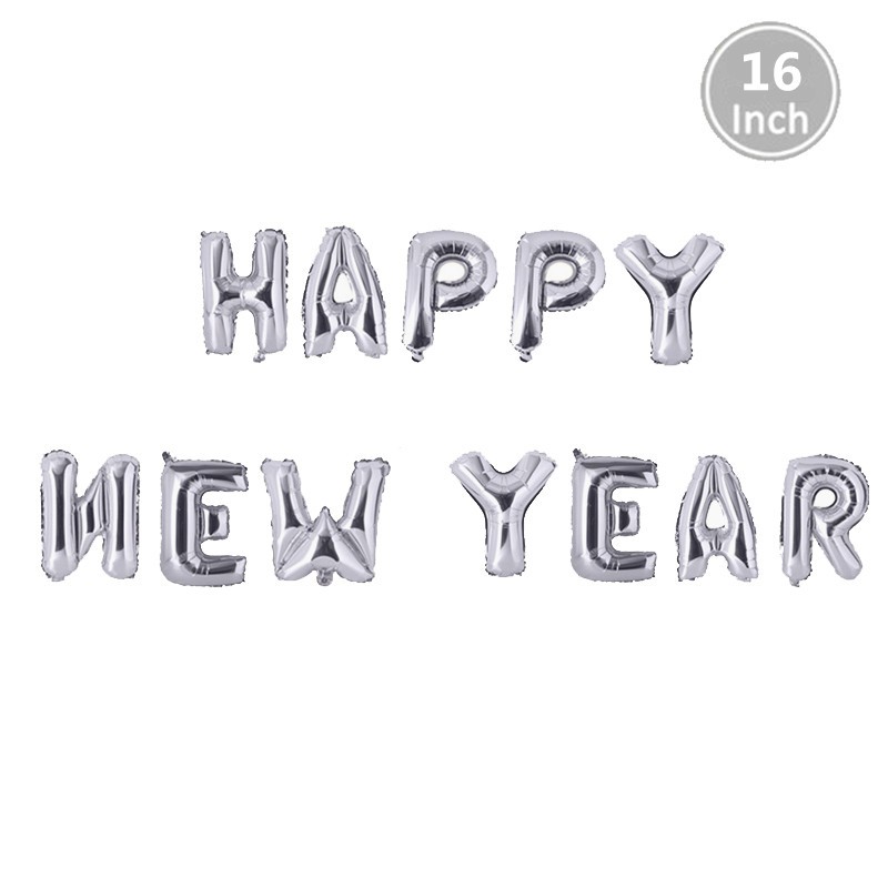 Bong bóng chữ Happy New Year trang trí tiệc 16 inch độc đáo
