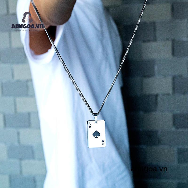 ✨✨Vòng cổ Thép Titan Mặt Hình Lá Bài Tây Thời Trang Âu Mỹ